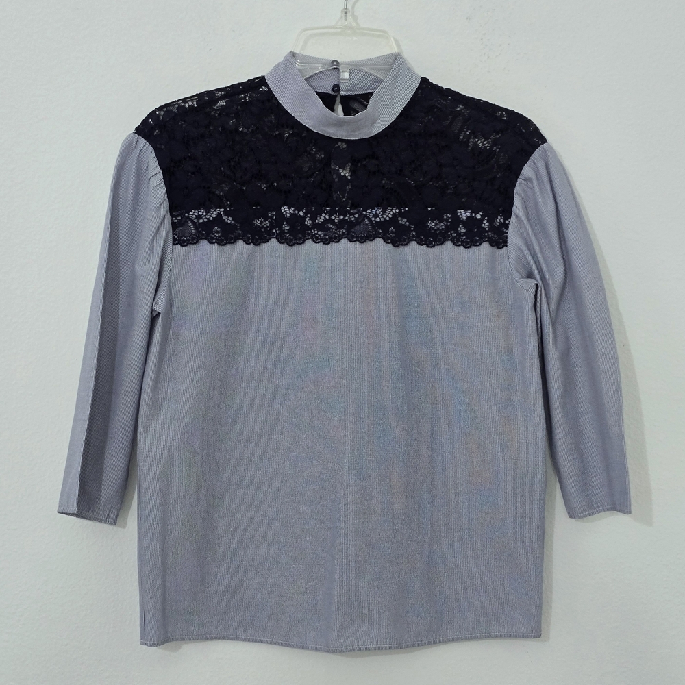 Zara Feminine Striped Lace Top Women's XS